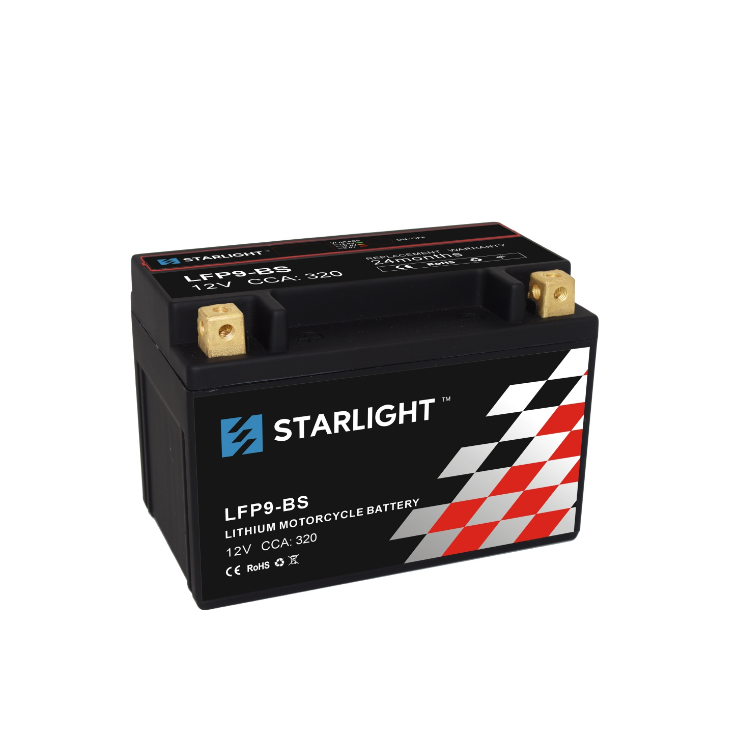 LiFePO4 LFP9-BS 12.8V Black Lithium Motorcycle Starting Battery