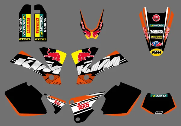 New Style (0422 Bull) Team Graphics & Backgrounds Decals for Ktm Exc 125/200/250/300/400/450/525 2003