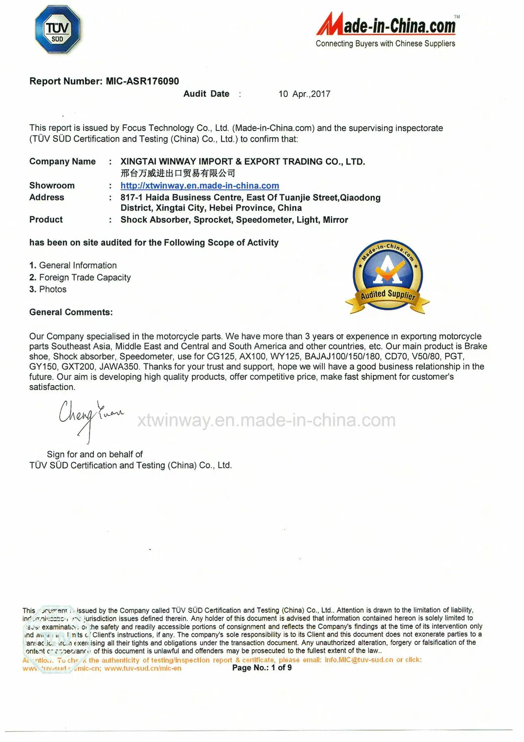 Ww-5602 GS125/150 Motorcycle Parts Lever Starting Kicker