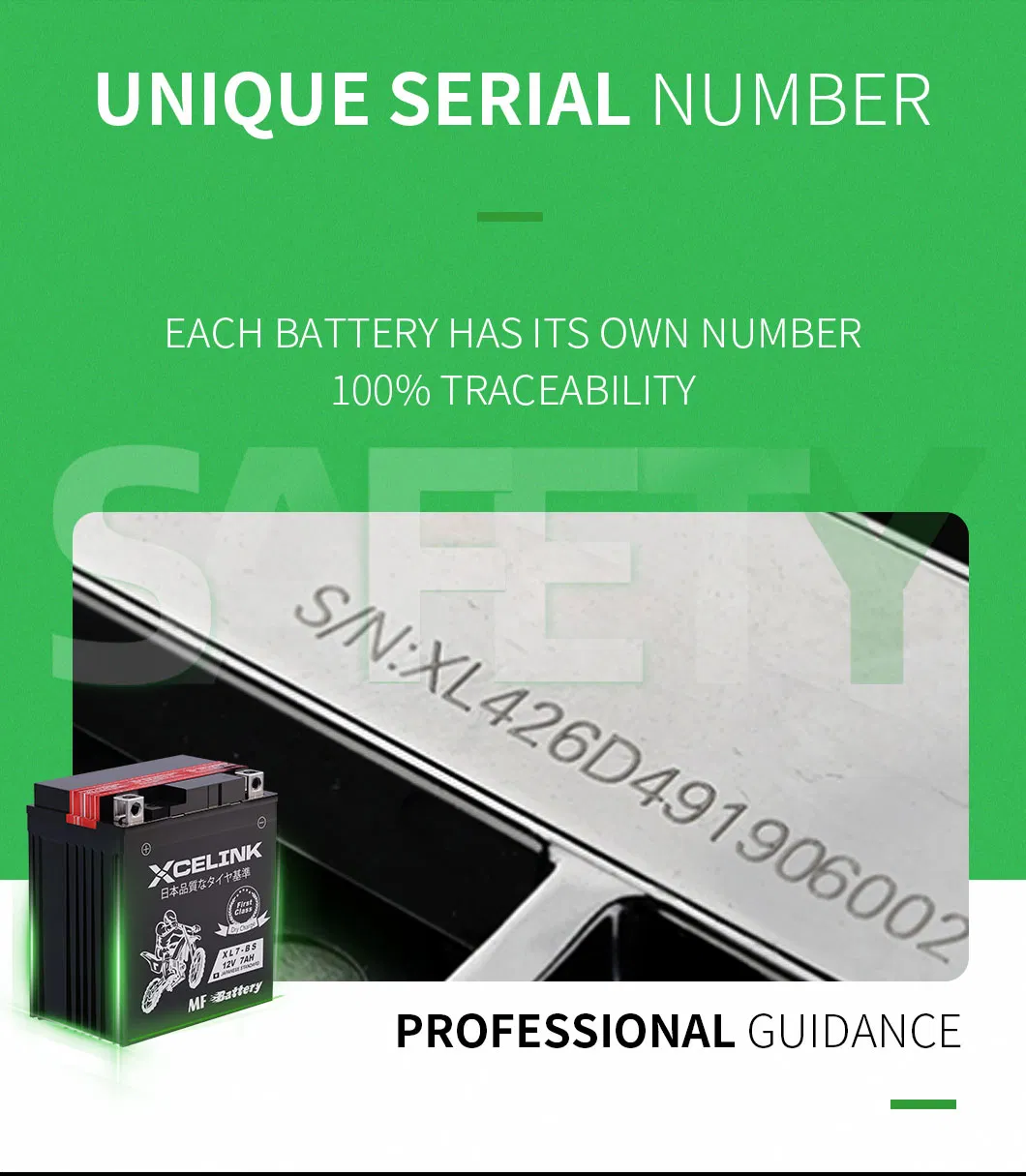 Xcelink 12V7ah China Manufacturer Dry Battery Motorcycle Battery Power Bank